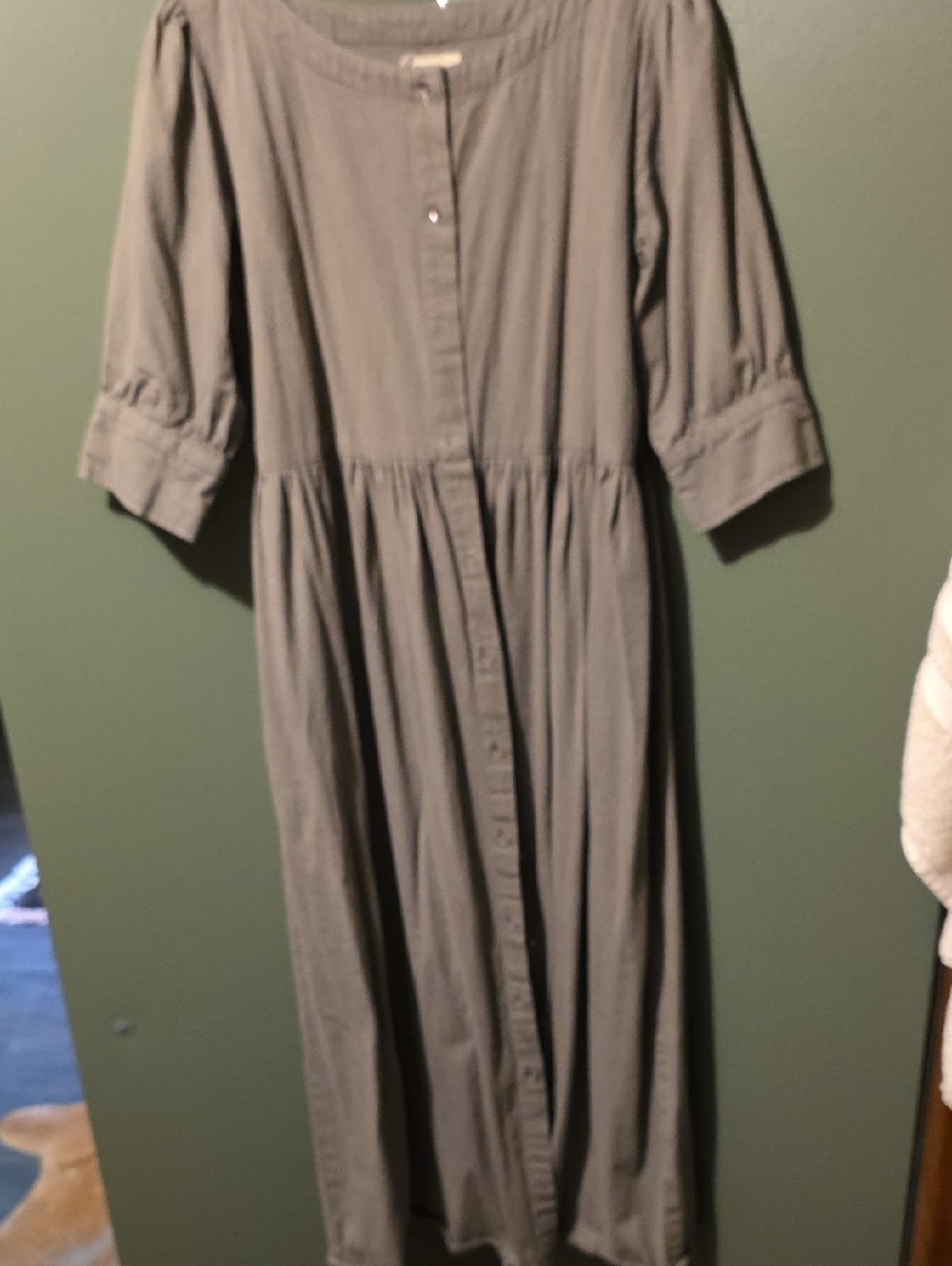 Classic Button-Front Maxi Dress in Gray